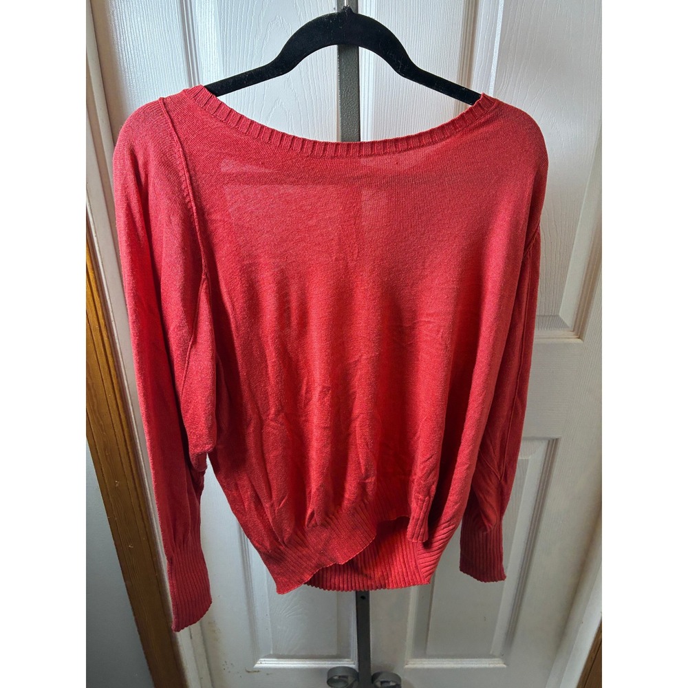 Zuda Womens Open Back Strappy Pullover Sweater Rust Red Size Small Fine Knit